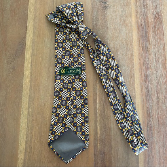Men's Gold Il David by Florence Silk Patterned Tie - Picture 7 of 9